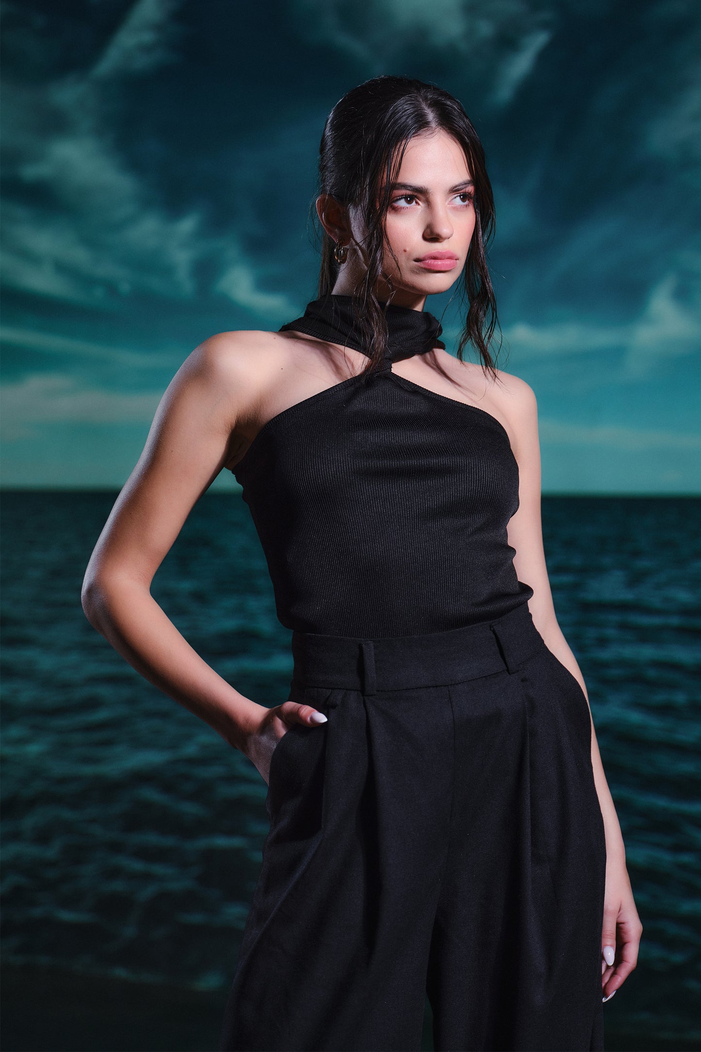Knotted tank top - Black